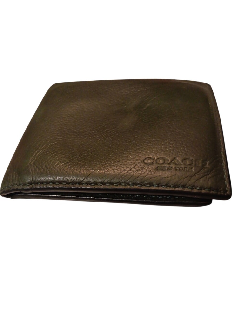 Coach Olive Leather Men's Wallet with Embossed Logo